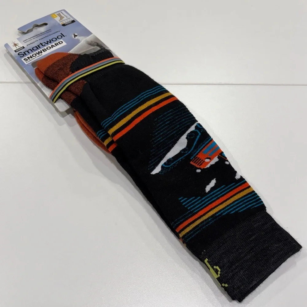 Smartwool Men's Large Snowboard Piste Machine Over The Calf Socks Black Yellow